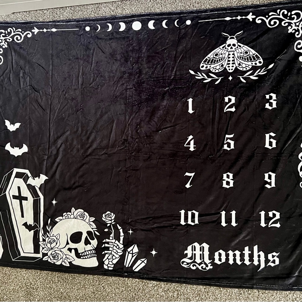 Gothic Baby Milestone Fleece Blanket Background Large